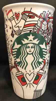 Starbucks Logo Christmas Double Wall Ceramic Siren Travel Mug Tumbler 12 oz 2017 - Sold on eBay Nov, 11th 2018 for $13.75