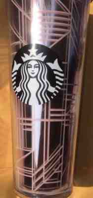 Starbucks Venti Cup Tumbler Rose Gold 24 oz  Lid Straw Geometric Lines New 2017 - Sold on eBay Nov, 11th 2018 for $30.00