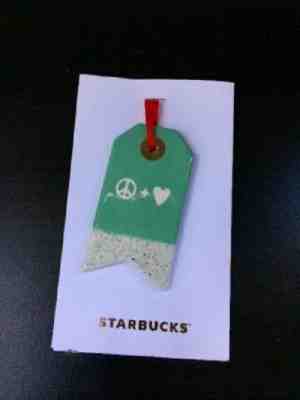 STARBUCKS 2017 PEACE + LOVE CERAMIC ORNAMENT W/RED RIBBON FOR HANGING! FREE SHIP - Sold on eBay Nov, 10th 2018 for $6.00