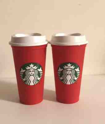 2 Starbucks 2018 Red Reusable 16oz Traveler Drinking XMAS Cup with  DISCOUNT - Sold on eBay Nov, 18th 2018 for $15.05