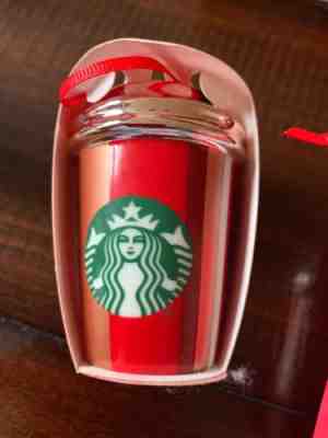 Starbucks Ornament Christmas Holiday Red Stripe Ceramic To Go Cup 2018 New - Sold on eBay Nov, 17th 2018 for $8.99
