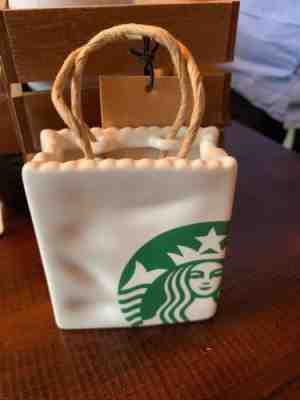 NEW  Starbucks 2018 Christmas Ceramic Starbuck's Bag Ornament / Gift Card Holder - Sold on eBay Nov, 17th 2018 for $14.49