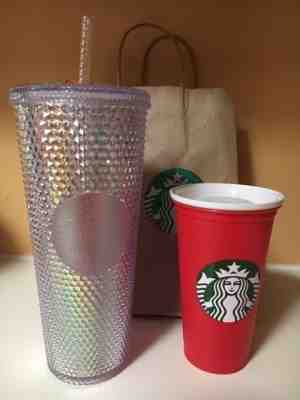 Starbucks 2018 Holiday Iridescent Rainbow Cold Cup 24 Oz FREE ReUseable Promo   - Sold on eBay Nov, 17th 2018 for $36.99