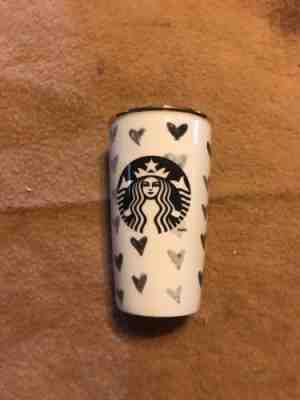 Starbucks 2014 Black Hearts Ceramic Go Cup Tumbler DOT Collection gold rim RARE - Sold on eBay Oct, 19th 2018 for $21.49