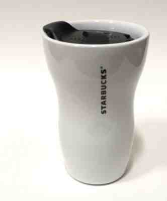 Starbucks Travel Mug White Ceramic Coffee Tea Cup Black Lid 2014 Tumbler 9 oz - Sold on eBay Oct, 18th 2018 for $18.00