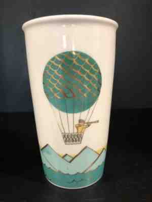 Starbucks 2014 GREEN DOT HOT AIR BALLOON Double Wall Ceramic Travel Tumbler 12oz - Sold on eBay Oct, 16th 2018 for $11.95