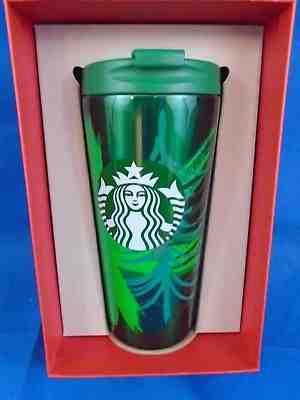  Starbucks Stainless Traveler Tumbler Mug Green Tree Design 2014 Dot Collection - Sold on eBay Oct, 13th 2018 for $44.95