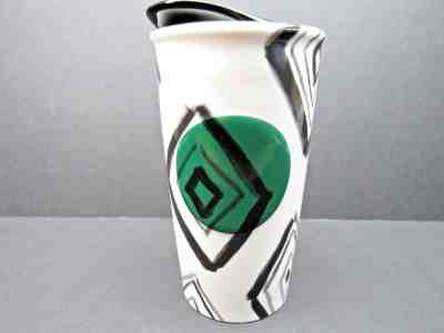 Starbucks 2014 Limited Ceramic Black Diamond Green Dot Travel Tumbler Mug EUC    - Sold on eBay Oct, 12th 2018 for $10.00