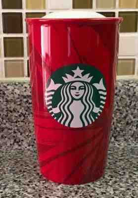 STARBUCKS Red Holiday Christmas Coffee Traveler Tumbler 2014 Mug 12oz 355ml  - Sold on eBay Oct, 12th 2018 for $15.00