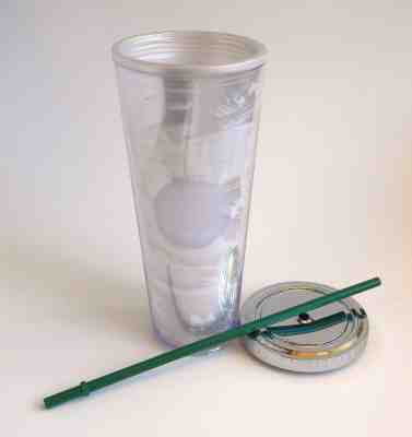Starbucks 2014 Frozen White & Silver 24oz Cold Cup Straw 32oz Tumbler NIB w Tags - Sold on eBay Oct, 4th 2018 for $26.95