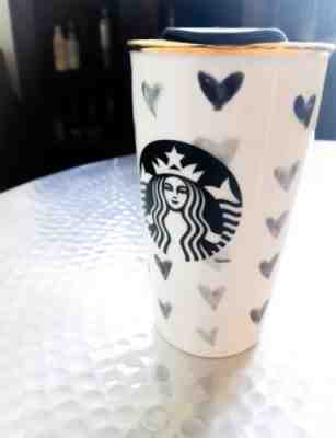 Starbucks dot collection 2014 black sharpie hearts tumbler / coffee mug - Sold on eBay Sep, 30th 2018 for $24.99