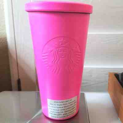 Starbucks Stainless Steel Matte Pink 16 oz Tumbler 2014 No Straw NEW - Sold on eBay Sep, 28th 2018 for $31.95