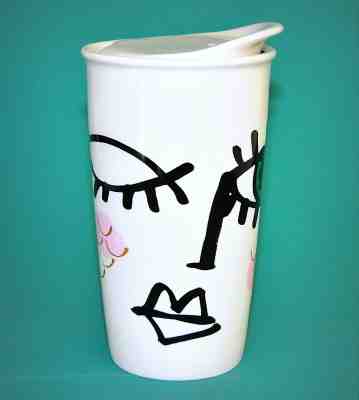 2014 Starbucks Face Double Wall Ceramic Travel Tumbler - 12 Oz - Dot Collection - Sold on eBay Sep, 24th 2018 for $15.95