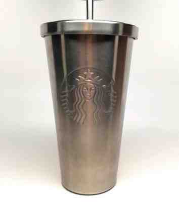 STARBUCKS SILVER LOGO COLD CUP Stainless Steel Tumbler 16 oz Dot Siren 2014 NEW  - Sold on eBay Sep, 21st 2018 for $20.00