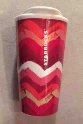 2014 STARBUCKS Chevron Travel Tumbler Mug 10 oz Tall Ceramic Double Wall - Sold on eBay Sep, 21st 2018 for $9.00
