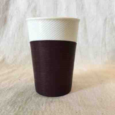 Starbucks 2014 White Purple Rubber Grip Sleeve Tumbler Travel Coffee Mug 8 oz - Sold on eBay Sep, 18th 2018 for $19.78