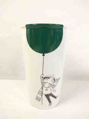 Starbucks Green Balloon Child Travel Mug Tumbler Limited Ceramic Lid 12oz 2014  - Sold on eBay Sep, 15th 2018 for $26.99