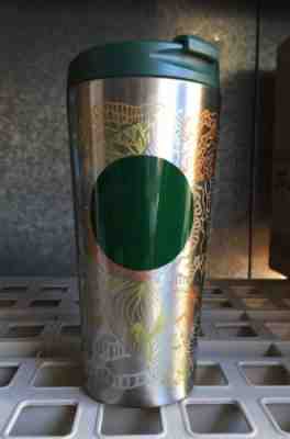 Starbucks Gold Floral With Green Dot Stainless Steel Tumbler 16 Oz 2014. NWT! - Sold on eBay Sep, 14th 2018 for $25.00