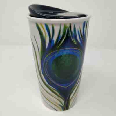 Starbucks 2015 Peacock Feather Travel Tumbler Double Wall Mug 12 Fl Oz / 355mL - Sold on eBay Sep, 29th 2018 for $22.00