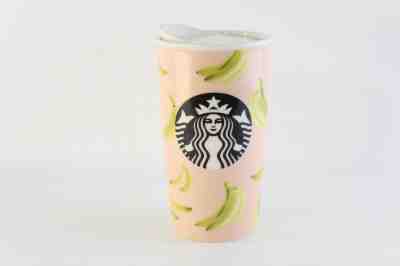 Starbucks 2015 Pink Banana Mermaid Logo 12 oz Ceramic Tumbler With Original Lid. - Sold on eBay Sep, 27th 2018 for $33.00