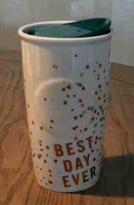 Starbucks 2015 BEST DAY EVER Confetti  Double Wall Ceramic Travel Tumbler 10 oz. - Sold on eBay Sep, 24th 2018 for $14.95