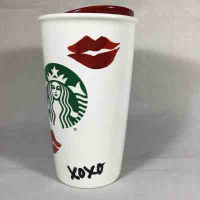 Starbucks 2015 LIPS XOXO Hugs Kisses 12oz Ceramic Travel Tumbler - Sold on eBay Sep, 24th 2018 for $25.00