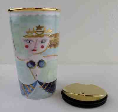 Starbucks Siren Travel Coffee Mug Mermaid 2015 Ceramic Tumbler Gold Lid 12 oz. - Sold on eBay Sep, 23rd 2018 for $33.96