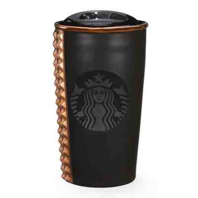 STARBUCKS 2015 Studded Gold & Matte Black Ceramic Tumbler 10oz  NIB RARE - Sold on eBay Sep, 21st 2018 for $42.00