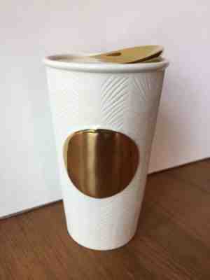 Starbucks 2015 Etched Textured White Gold Dot Collection Ceramic Travel Tumbler - Sold on eBay Sep, 20th 2018 for $18.99