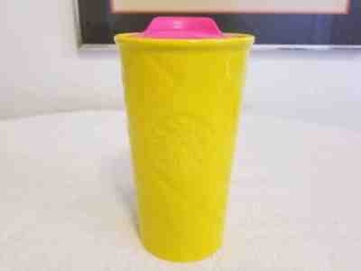 Starbucks 2015 Yellow Quilted Tumbler with Hot Pink Lid, 10 oz. Hard To Find! - Sold on eBay Sep, 19th 2018 for $44.99