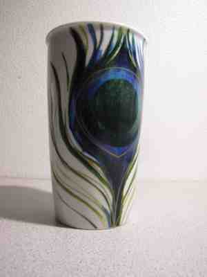 Starbucks Peacock Feather Ceramic Travel Tumbler Mug 2015  12oz - Sold on eBay Sep, 18th 2018 for $26.10