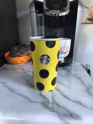 NEW Starbucks 2015 Polka Dot Yellow/Black DW Ceramic Tumbler - Sold on eBay Sep, 17th 2018 for $15.00