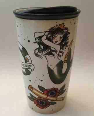 Starbucks 2015 Tattoo Mermaid Siren Sailor Ceramic Travel Mug Tumbler 12 oz. - Sold on eBay Sep, 16th 2018 for $79.99