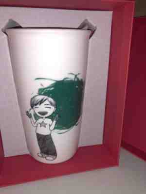 NEW Starbucks 2015 Boy Finger Painting Dot Ceramic Travel Tumbler Cup Mug 12oz - Sold on eBay Sep, 14th 2018 for $5.51