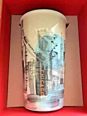 Starbucks Coffee Cup 2015 CHICAGO ceramic  To Go Tumbler DOT Collection NIB - Sold on eBay Sep, 11th 2018 for $44.95