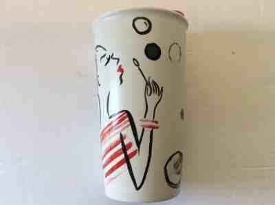 STARBUCKS ‘BUBBLES GIRL” 2015 DOT COLLECTION CERAMIC TRAVEL TUMBLER MUG 12 OZ. - Sold on eBay Sep, 11th 2018 for $15.00