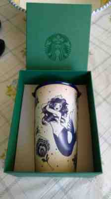 NWT 2016 Starbucks 12oz Tattoos/Mermaid Ceramic Travel Mug/Cup/Tumbler +Gift Box - Sold on eBay Oct, 28th 2018 for $49.99