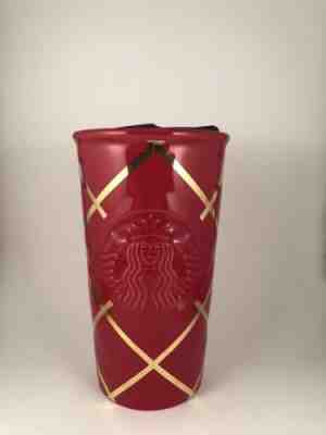 Starbucks 2016 Christmas Red & Gold Double Walled Ceramic Tumbler - Sold on eBay Oct, 27th 2018 for $16.00