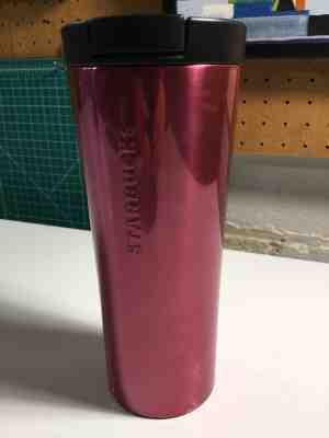 NEW 2016 STARBUCKS Burgundy Embossed Stainless Steel Travel Tumbler Coffee Mug - Sold on eBay Oct, 26th 2018 for $27.99