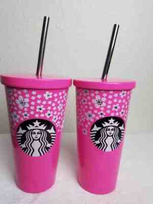STARBUCKS Cherry Blossom Stainless Steel COLD Tumbler 16 oz - 2016 SOLD OUT - Sold on eBay Oct, 14th 2018 for $60.00