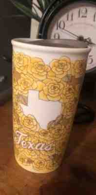 Starbucks 2016 10 oz Texas Ceramic Traveler Cup Tumbler Yellow Rose Of Texas - Sold on eBay Oct, 9th 2018 for $38.00