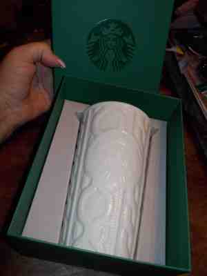Starbucks 2016 Holiday Tumbler Mug Ceramic White Cable Knit IN BOX NWT - Sold on eBay Oct, 8th 2018 for $29.99