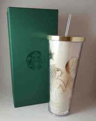 Starbucks 2016 Holiday Gold Siren Cold Cup Tumbler, 24 fl oz - Sold on eBay Oct, 4th 2018 for $33.00
