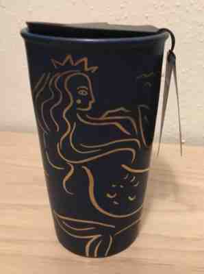 NWT Starbucks 2017 Siren Anniversary Crown Double Wall Ceramic Mug Tumbler Navy - Sold on eBay Oct, 22nd 2018 for $32.99