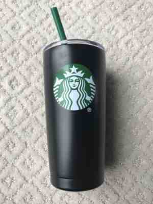 NEW Starbucks 2017 Black Stainless Logo Cup Tumbler Sealable Lid And Straw 20oz - Sold on eBay Oct, 22nd 2018 for $18.95