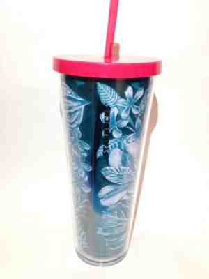 New Starbucks 2017 Acrylic Plastic Cold Cup Tumbler 24oz Venti Red Lid Floral - Sold on eBay Oct, 21st 2018 for $17.92
