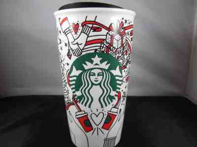 NEW Starbucks Christmas Double Wall Ceramic Siren Travel Mug Tumbler 12 oz 2017 - Sold on eBay Oct, 21st 2018 for $20.00