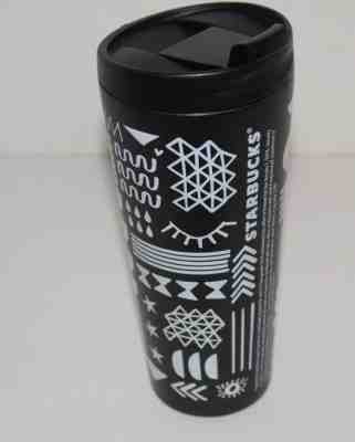 Starbucks 2017 Black & White Stainless Steel Tumbler Travel Mug 16 OZ W/ Lid - Sold on eBay Oct, 19th 2018 for $9.99