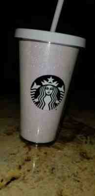 Starbucks 2017 White Glitter Grande Cold Cup Tumbler 16 oz NEW - Sold on eBay Oct, 13th 2018 for $23.00