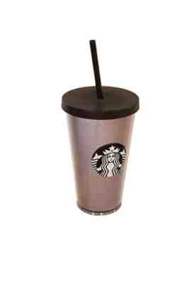 Starbucks 2017 Silver Black Glitter Tumbler 16oz Grande Cold Cup 16 oz  - Sold on eBay Oct, 13th 2018 for $21.77